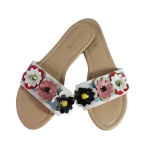 Chase + Chloe Womens Floral Slide Sandals Multicolor Flat Summer Shoes Size 9